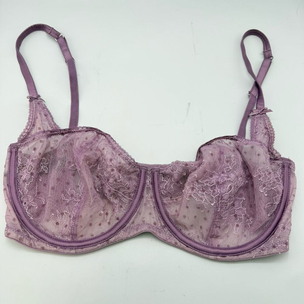 Victorias Secret Dream Angels Bra Unlined Balconet 32DDD Purple Underwire Lacy